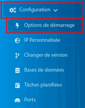 Hosterfy | Configuration | Option de démarrage