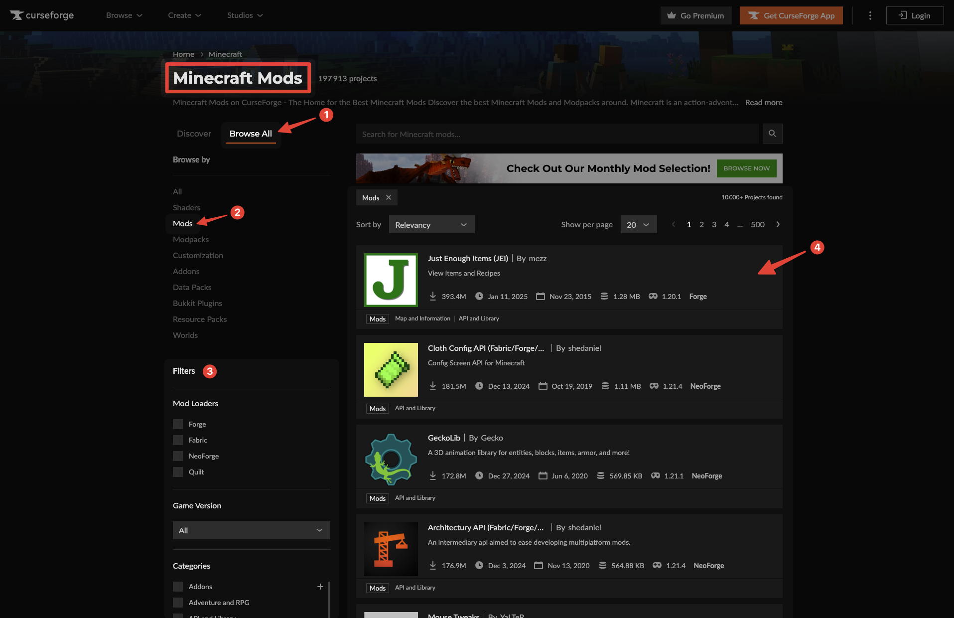 List of Minecraft mods on CurseForge
