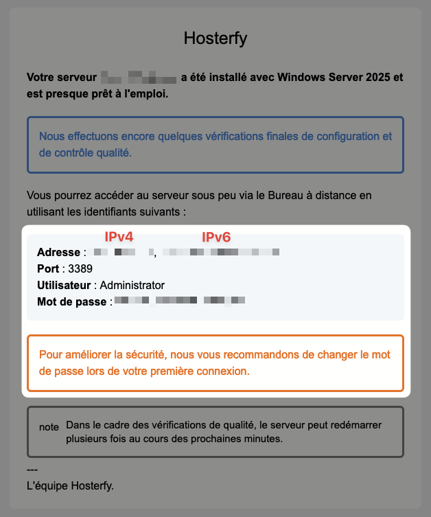 Mail received after Windows has been installed on the virtual machine