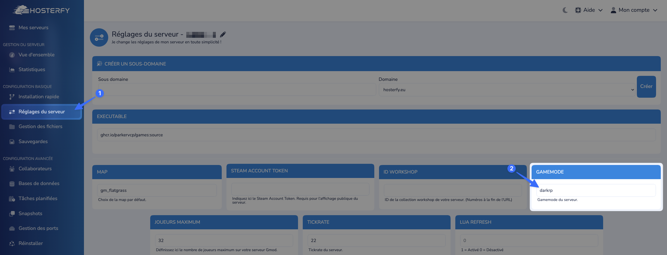 Configuration du gamemode
